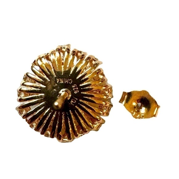 Rose Gold Over Sterling Crystal Starburst Stud Earrings - Picture 8 of 9